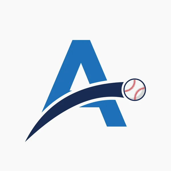 Honkbal Logo Letter Met Bewegende Honkbal Icoon Baseball Logotype Template — Stockvector