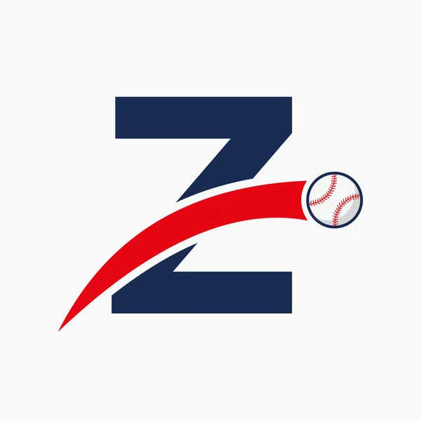 Baseball Logo Letter Moving Baseball Icon Baseball Logotype Template — 스톡 벡터