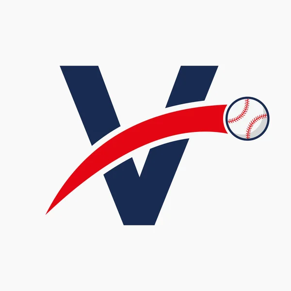 Logotipo Béisbol Letra Con Icono Béisbol Movimiento Plantilla Logotipo Béisbol — Archivo Imágenes Vectoriales