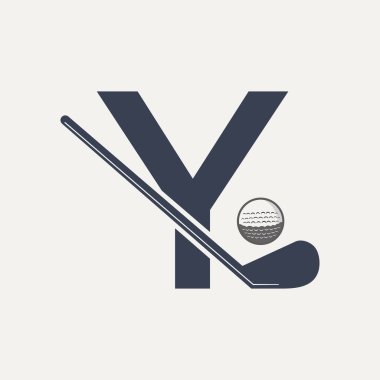 Y harfi hokey turnuvası logosu. Buz Hokeyi Rozeti Logo Şablonu