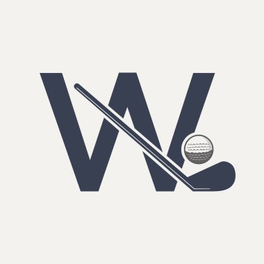 W Harfi Hokey Turnuvası Logosu. Buz Hokeyi Rozeti Logo Şablonu