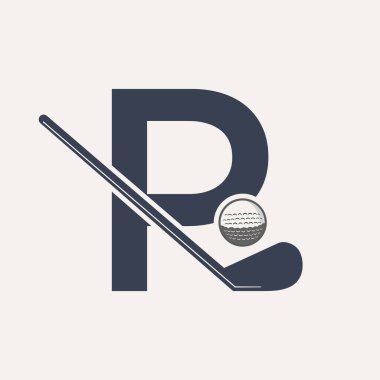 P harfi Hokey Turnuvası Logosu. Buz Hokeyi Rozeti Logo Şablonu