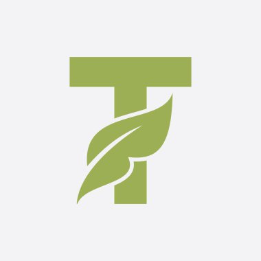 T Konfeti Logosu. Eco Farm Logotype Vektör Şablonu. Organik Sembol