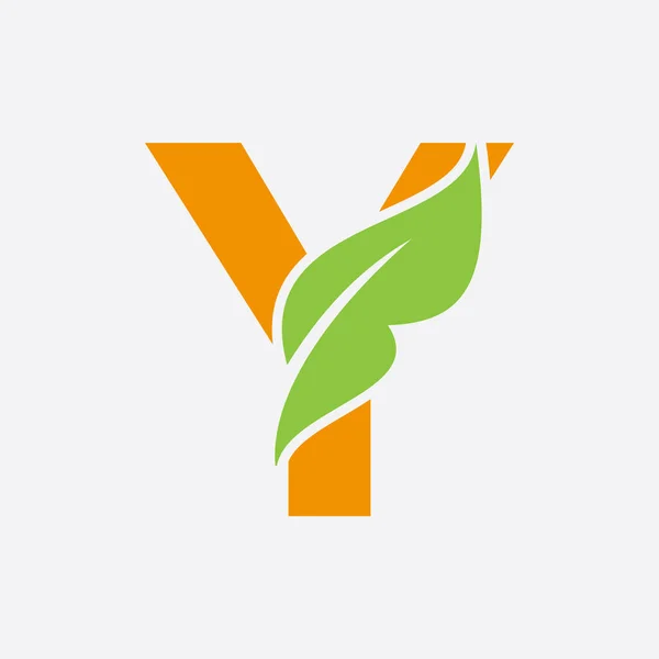Letra Leaf Logo Eco Farm Logotype Vector Template Símbolo Orgánico — Vector de stock