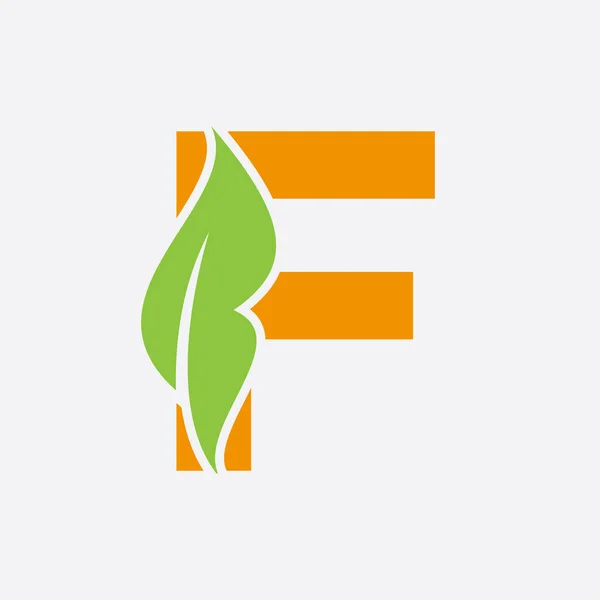 Lettera Logo Foglia Modello Vettoriale Del Logotipo Eco Farm Simbolo — Vettoriale Stock