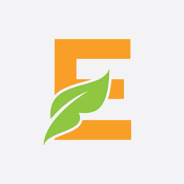 Huruf Leaf Logo Eco Farm Logotype Vector Template Simbol Organik - Stok Vektor