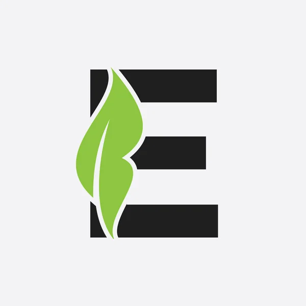 Eの葉のロゴ エコファームロゴタイプベクターテンプレート 有機的シンボル — ストックベクタ