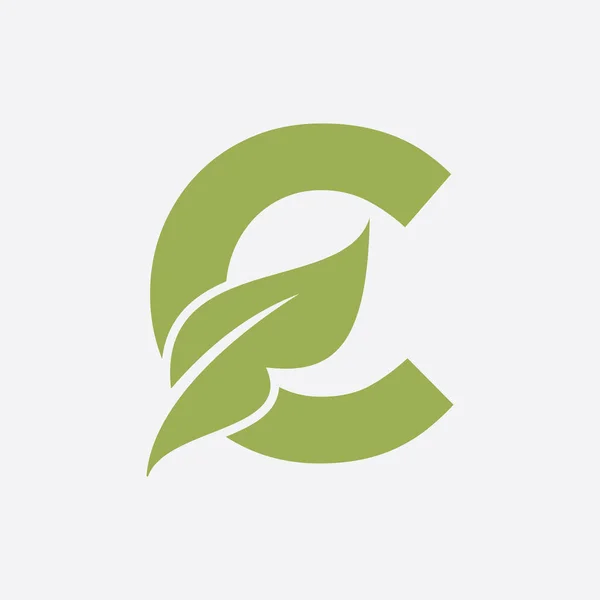 Carta Folha Logo Modelo Vetor Logotipo Eco Farm Símbolo Orgânico — Vetor de Stock