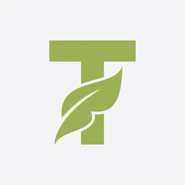 Letra Leaf Logo Eco Farm Logotype Vector Template Símbolo Orgánico — Vector de stock