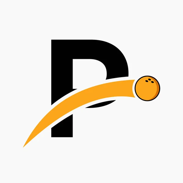 Letter Bowling Logo Символ Боулінгу Рухомим Ячем — стоковий вектор