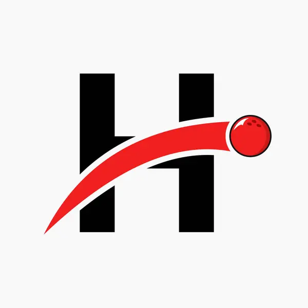 字母H鲍灵标志 带运动球图标的保龄球符号 — 图库矢量图片