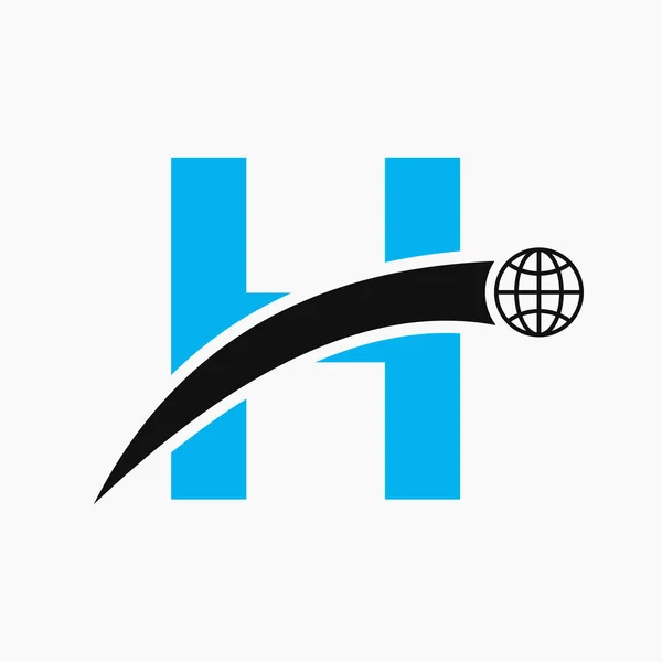 Küresel Dünya Simge Vektör Şablonu Ile Harfi Logo Kavramı — Stok Vektör