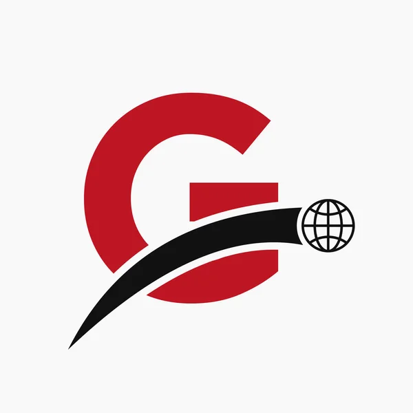 Логотип Буквы Векторным Шаблоном Глобальной Мировой Иконки — стоковый вектор