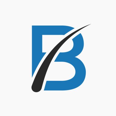 B harfi saç tedavisi logo vektör şablonu. Saç Bakımı Sembolü
