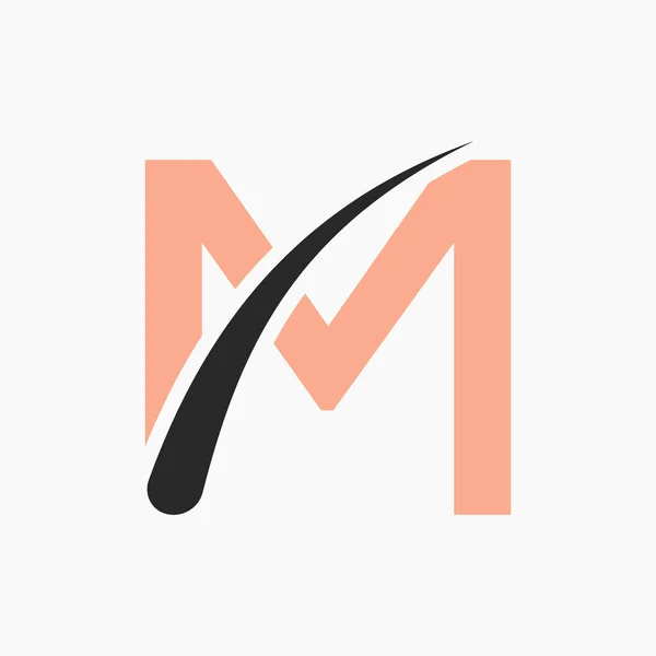 字母M头发处理标志向量模板 头发护理符号 — 图库矢量图片