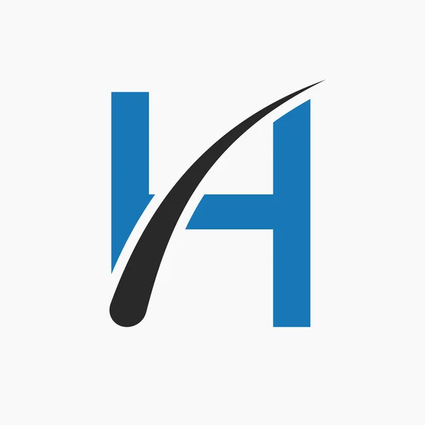 Harfi Saç Tedavisi Logo Taşıyıcı Şablonu Saç Bakımı Sembolü — Stok Vektör