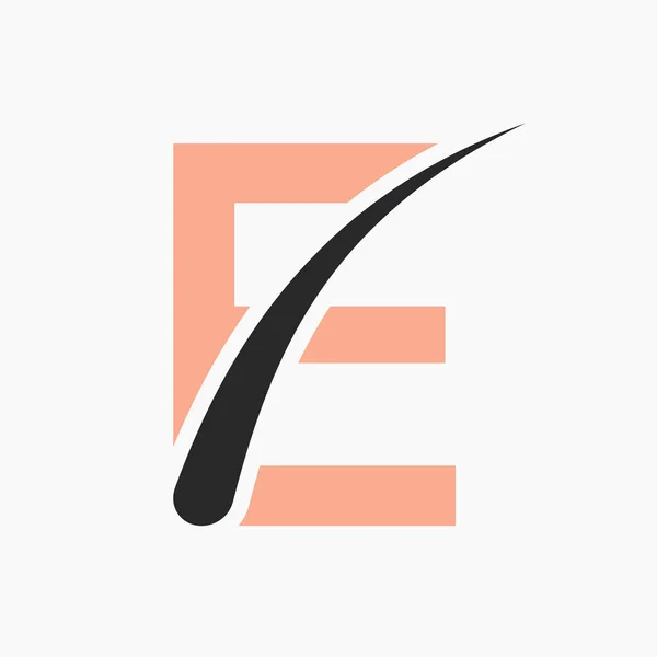 字母E头发处理标志向量模板 头发护理符号 — 图库矢量图片