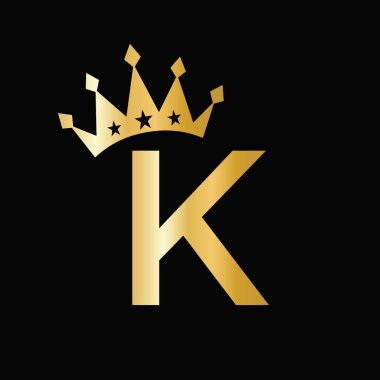 Taç sembollü K harfi lüks logo. Crown Logotype Şablonu