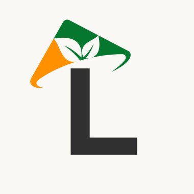 Çiftçi Şapkası Simgesi ile Tarım Logosu L harfi üzerinde. Tarım Logotype Şablonu