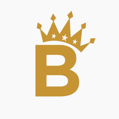 B harfi üzerindeki Crown Logosu Lüks Sembol. Crown Logotype Şablonu