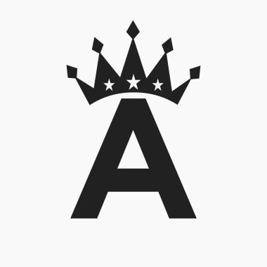 Lüks bir sembol üzerindeki Crown logosu. Crown Logotype Şablonu