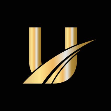 İlk U Harfi Logo Tasarım Sembolü. U Harfi Logotype İmza Şablonu