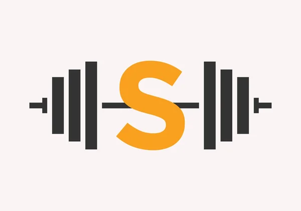 Letter Fitness Logo Design Gym Fitness Club Symbool Met Barbell — Stockvector