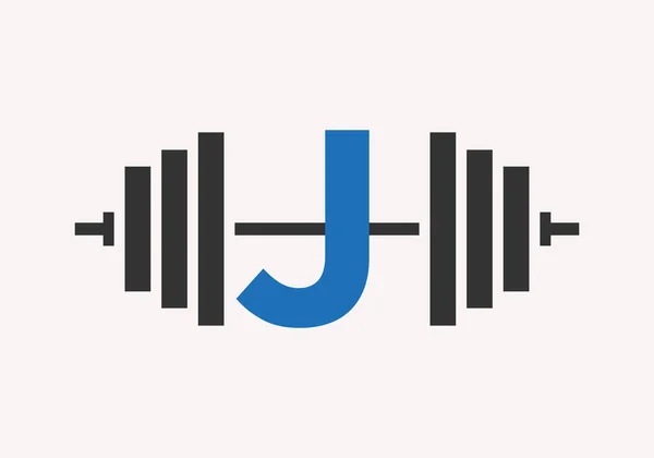 Letter Fitness Logo Design Symbol Tělocvičny Fitness Klubu Šablonou Barbell — Stockový vektor