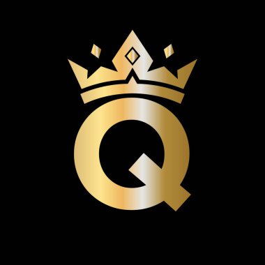 Q harfi Crown Logosu. Q harfi üzerinde Crown Logosu Güzellik, Moda, Yıldız, Zarif, Lüks İşaret Şablonu