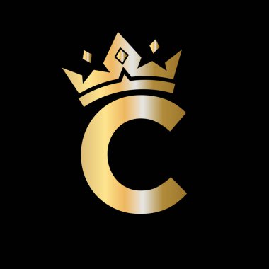 C harfi Crown Logosu. C harfi üzerinde Crown Logosu Güzellik, Moda, Yıldız, Zarif, Lüks İşaret Şablonu