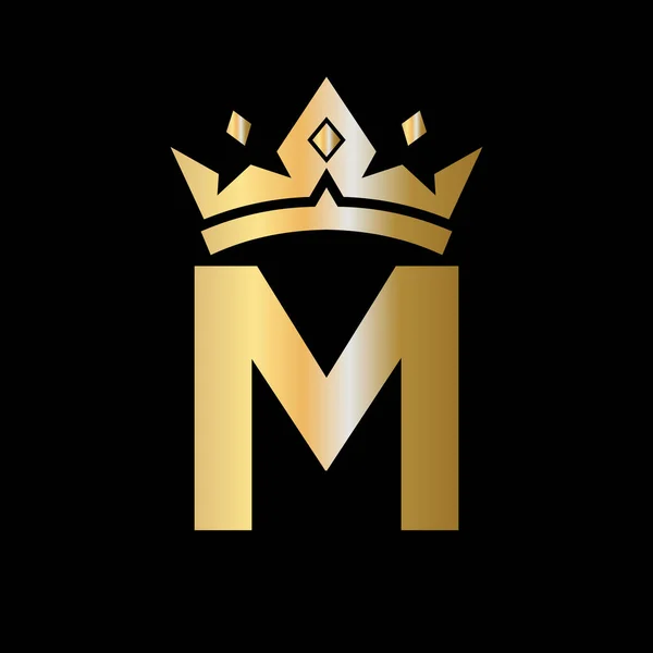 字母M皇冠标志 美容美发 奢华的字母M矢量模板上的冠冕标志 — 图库矢量图片