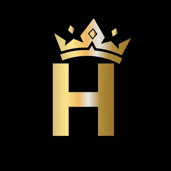 字母H皇冠标志 字母H矢量选项卡上的皇家标志 奢华的标志 — 图库矢量图片