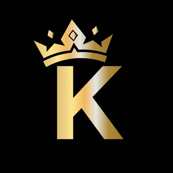 手紙Kクラウンロゴ 手紙の王冠のロゴ美容 ファッション スター エレガントで豪華なサインのためのKベクトルテンプレート — ストックベクタ