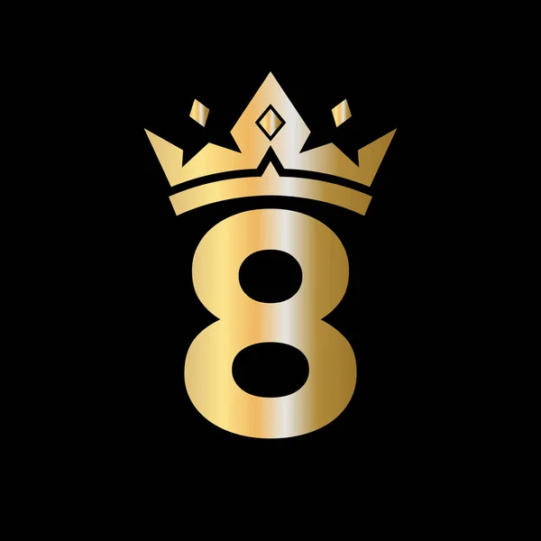 字母8皇冠标志 信件8上的冠冕标志 奢华的标志 — 图库矢量图片