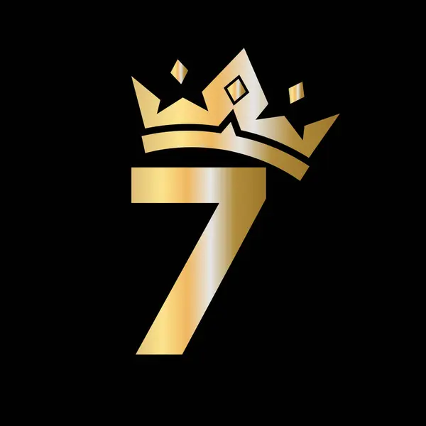 字母7皇冠标志 信件7上的皇冠标志 奢华的标志 — 图库矢量图片