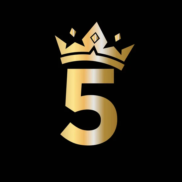Mektup Crown Logosu Güzellik Moda Yıldız Zarif Lüks Şaretler Için — Stok Vektör