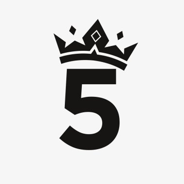 Güzellik, Moda, Zarafet, Lüks İşareti için 5. Harf Vektör Şablonu üzerindeki Crown Logosu