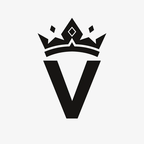 Crown Logo Letter Vector Template Beauty Fashion Elegant Luxury Sign - Stok Vektor