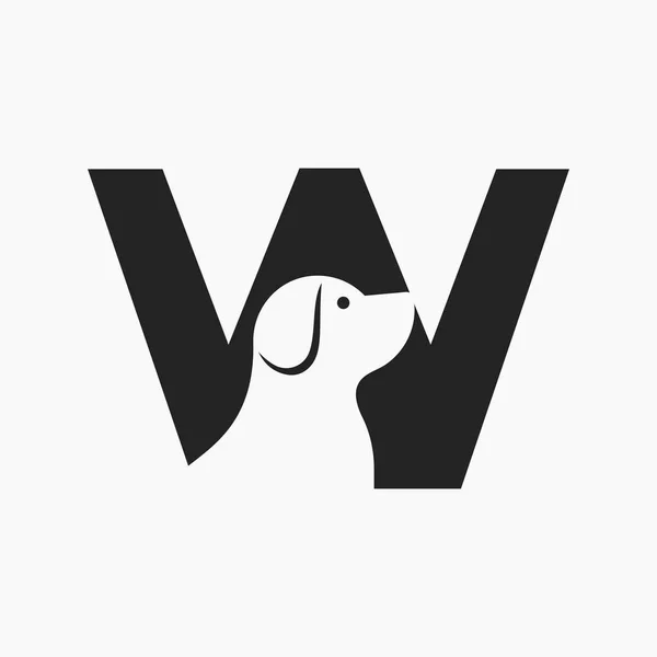 Wペットロゴデザイン ドッグロゴシンボルベクトルテンプレート アルファベットの犬 ストックイラスト