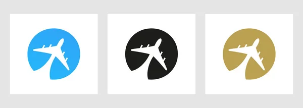 Logo Viaggio Tropicale Sulla Lettera Concept Modello Simbolo Volo Aereo — Vettoriale Stock