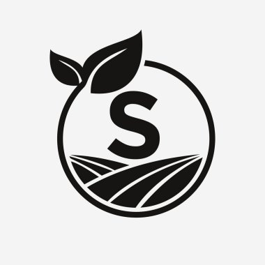 S harfi tarım logosu. Tarım Logotype Sembol Şablonu
