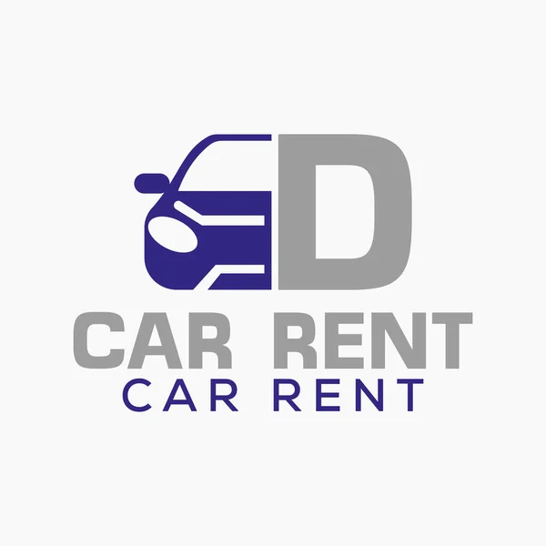 Carta Rent Car Logo Design Template Símbolo Logotipo Carro Automotivo — Vetor de Stock