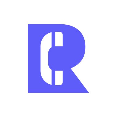 R harfi cep telefonu logosu. Telefon Simgesi ile İletişim Sembolü