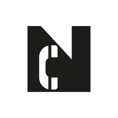 Harf N Cep Telefonu Logosu. Telefon Simgesi ile İletişim Sembolü