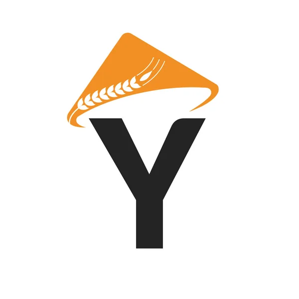 Tarım Logosu Çiftçi Şapkası Simgesi Tarım Logotype Şablonu — Stok Vektör