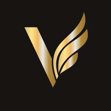 V Kanadı Logo Tasarımı Nakliye Sembolü Taşımacılık. Wing Logotype Şablonu