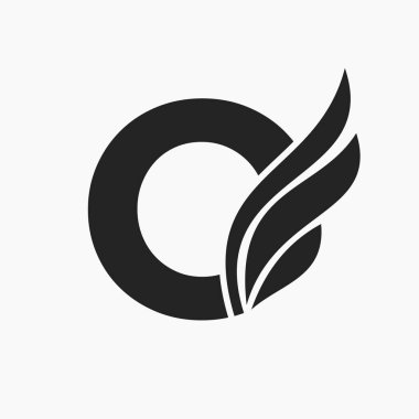Nakliye ve Ulaşım Sembolü için O Kanadı Logo Tasarımı. Wing Logotype Şablonu