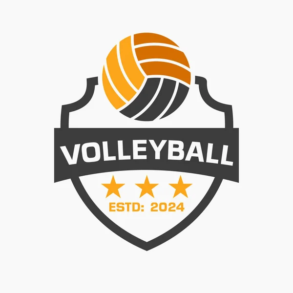 Έννοια Λογότυπο Volley Ball Ασπίδα Και Βόλεϊ Σύμβολο Royalty Free Διανύσματα Αρχείου