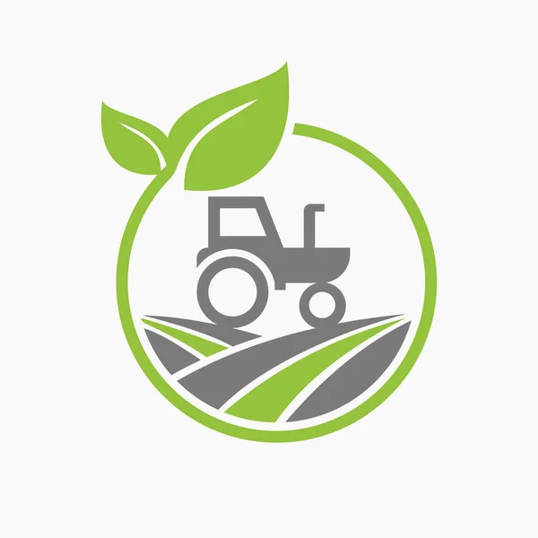 Концепция Дизайна Сельскохозяйственного Логотипа Тракторной Иконкой Шаблон Эмблемы Фермерского Хозяйства — стоковый вектор