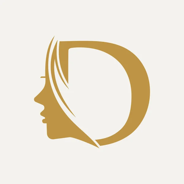 Logotipo Cara Mujer Letra Símbolo Spa Belleza Con Icono Cara — Vector de stock